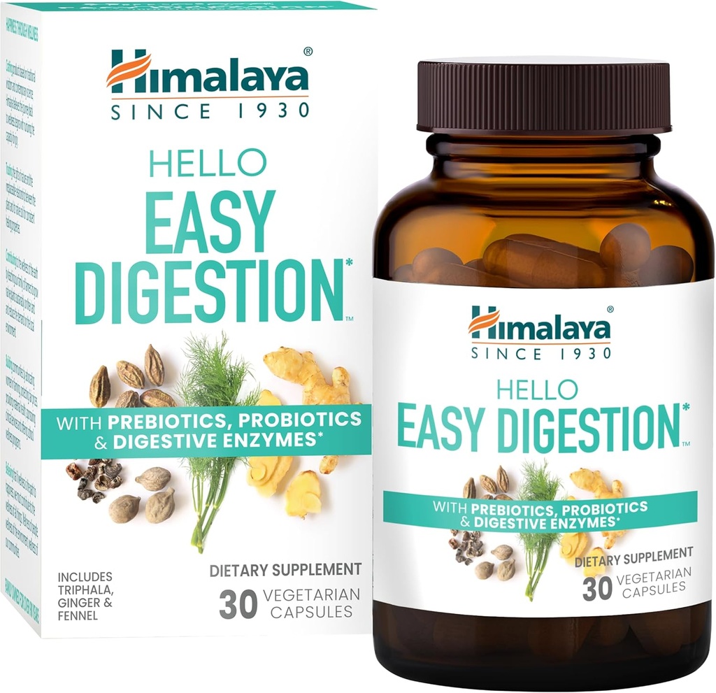 Himalaya Halo Distribusi Mudah, Enzymes Digetical dengan 2 Miliar CFU Progories dan Presules, Plus 100 mg Herbal Digetical Dukungan dengan Ginger, Fennel & Triphala, 30 Vegetarian Capsules
