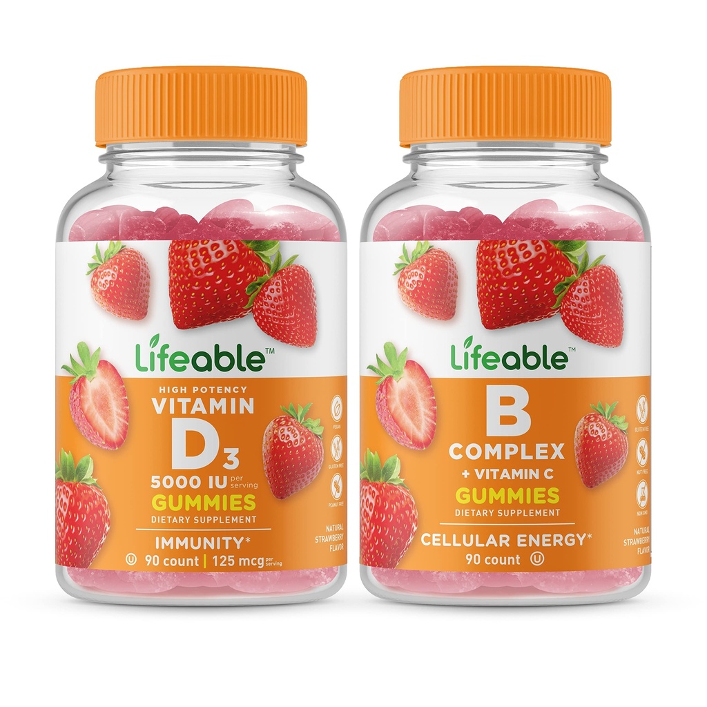 Lifeable Vitamin D 5000 IU + B Kompleks, Gummies Bundle