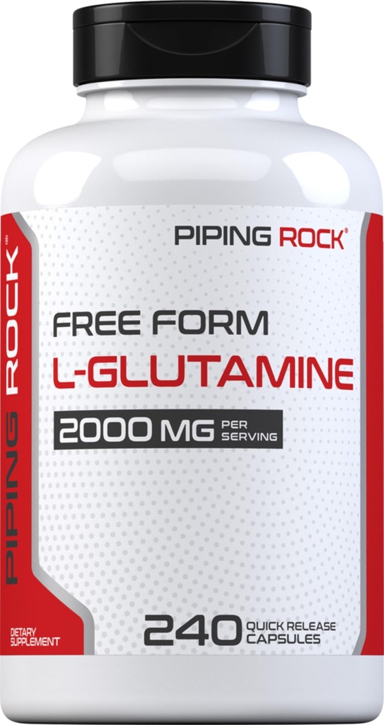 Piping Rock L Glutamine Powder Capsules 124; 2000 mg 124; 240 pil untuk Perempuan & Men 124; Form Amino Acid 124; Non-GMO, Gluten Free