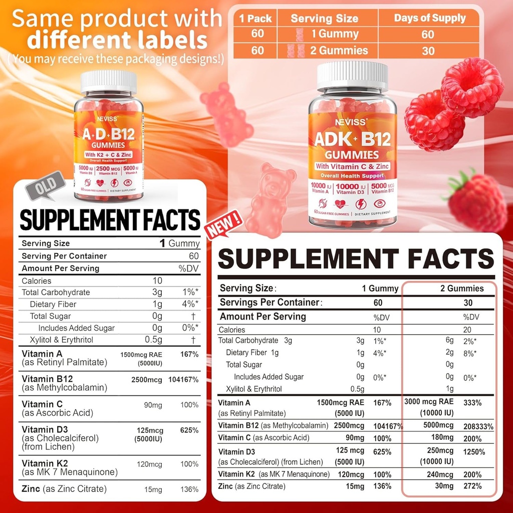 1Pack Magnesium Filled Gummies + 1Pack Vitamin ADK dengan B12 Gummies