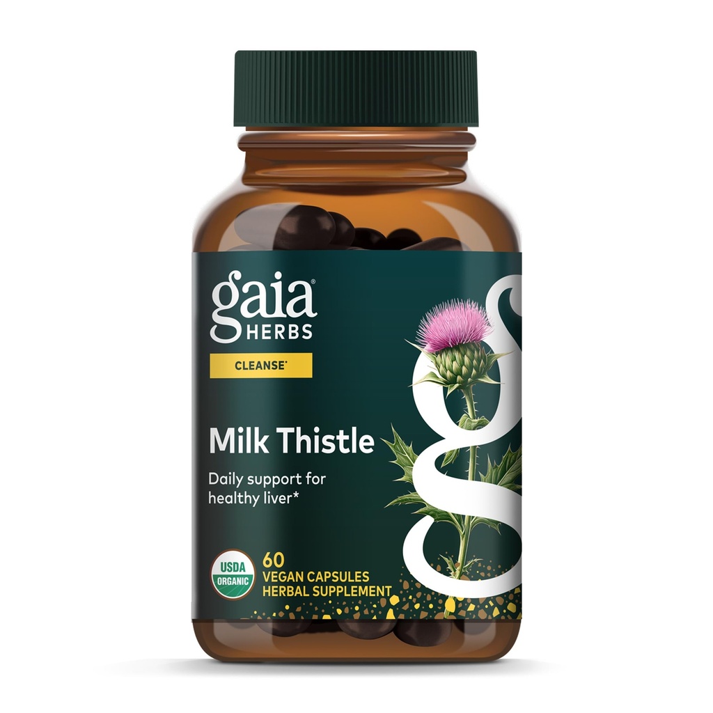 Gaia Herbs Milk Thistle - Liver Suppplement & Cleanse Dukungan untuk Membantu Menjaga Fungsi Hati Sehat * - 60 Vegan Capsules (20 Hamba)