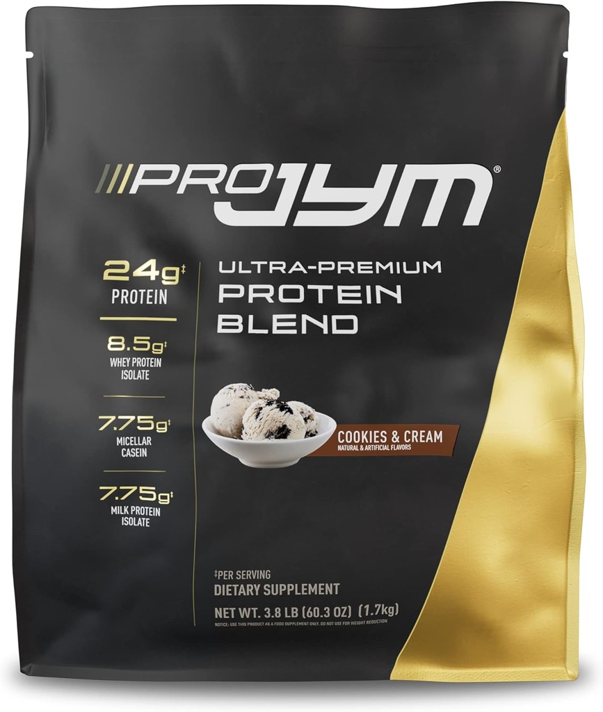 Pro JYM Cookies & Cream Protein Powder - Whey Protein Isolates, Casein, & Milk Protein, Lean Muscle Building for Men & Women, JYM Suppplemen Science, 45 Servis