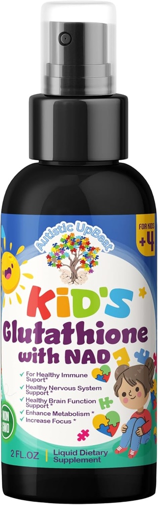 Autistic UpBeat: Glutathione Kid dengan NAD Spray - 60 pelayan, Antioksidant, Dukungan Ammune, Energy Booster, Kesehatan Cellular, Detoksifikasi, Dukungan Fungsi Otak & Kognitive, Easterto- Gunakan