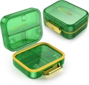 7 Kompartemen Kotak Pill Travel, Moizer Organisasi Pil Pill Pil Bukti Kasus Mini, Kotak Pil Kecil untuk Purse Pocket, Daily Portable Medicine Vitamin Box, Kotak Minyak Ikan, Kotak Tambahan (Hijau)