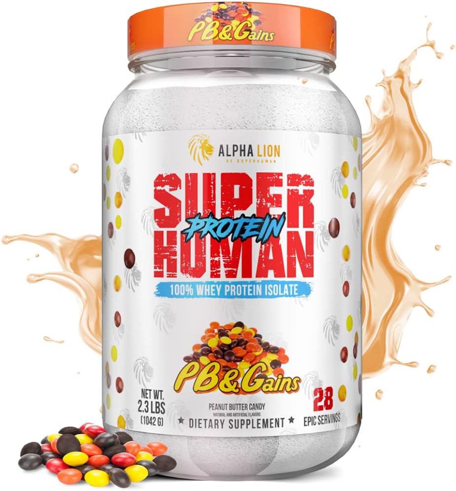 ALPHA LION Superhuman Whey Protein Powder, Great Tasting Clear Whey Protein Isolate, Low Carb, Low Sugar, No Bloat Post Workout, Muscle Recovery & Growth (28 Pelayan, PB & Gains)