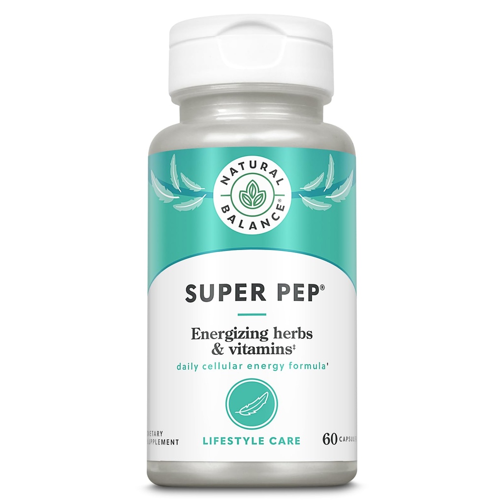 Keseimbangan Alam Super Pep 134; Seluruh Hari Suplemen Energi Herbal 124; dengan Eleuthero, Kola Nut, Gotu Kola, B-Vitamin & Chromium 124; 60 Kasules, 30 Pelayan