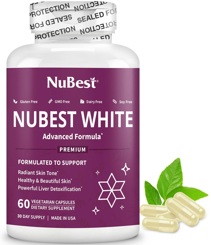 NuBest White - Glutathione 400mg & Milk Thistle Extract - Skin Brightening Suplement - Membantu Beautiful and Radiant Skin - Antioksidant Supplemen & Detoksifikasi Atlas 124; 1 Bulan