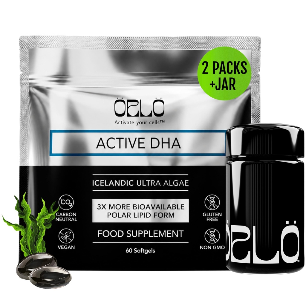 Orlo DHA - Vegan DHA Suplemen (EPA & DHA) - Omega 3 Fish Oil & Krill Alternatif - Plant - berbasis Omega- 3 Alga - Otak & Heart Dukungan (120 Mini Burpless Softgels Kits)