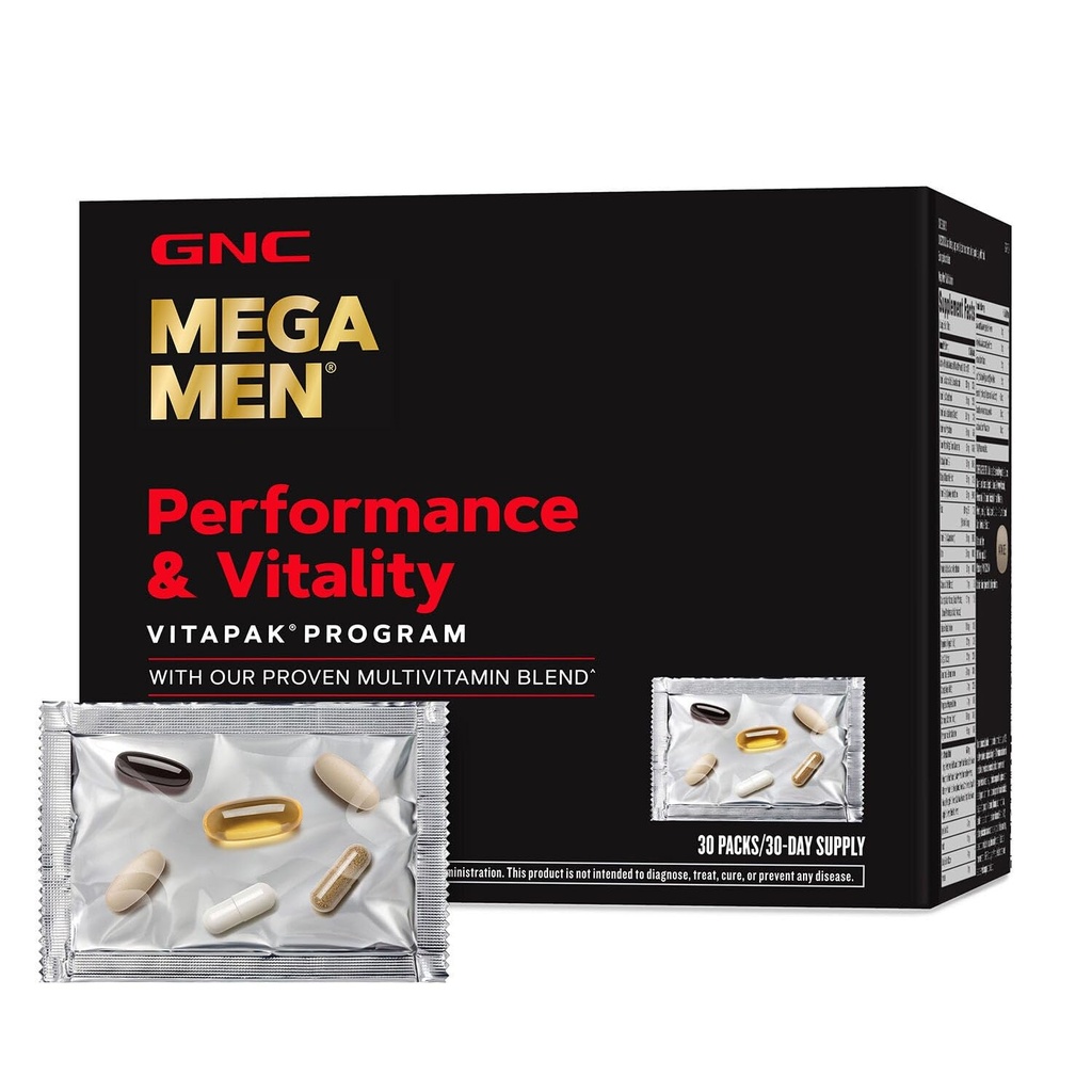 Performa GNC Mega Men Performance and Vitalitas Vitapiak Program, Konvenient Complete Nutition, 5 Product in 1 package, Circulation, Blood Flow, Prostate Health, Seksual Fungsi, Horny Goat Weed, 30 Packs