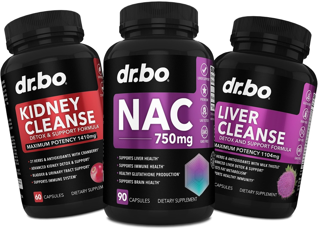 NAC Kidney Liver Cleanse Detox - 750mg N Acetyl Cysteine Pure Vitamin Capsule - Daily Liver Ginjal Detox Dukungan Formula untuk kandung kemih, Suplemen Traktur Uliner & Milk Thistle