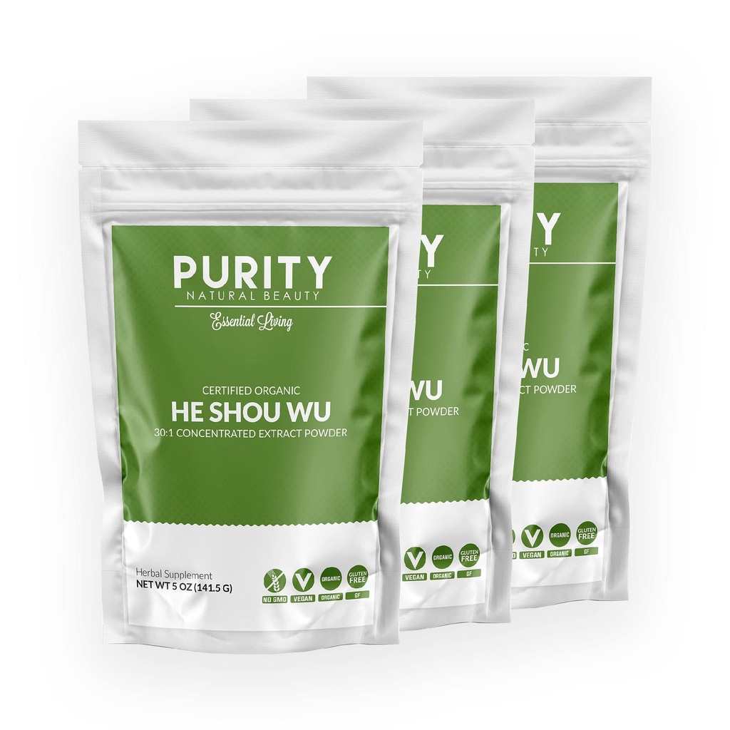 Sertifikasi Organik He Shou Wu - Large 5oz Bag of 30: 1 Konsentrasi -Fo-ti - Organic Foti Ekstraksi Fo ti He Shou Wu Organik (Paket 3-15 Ounces)