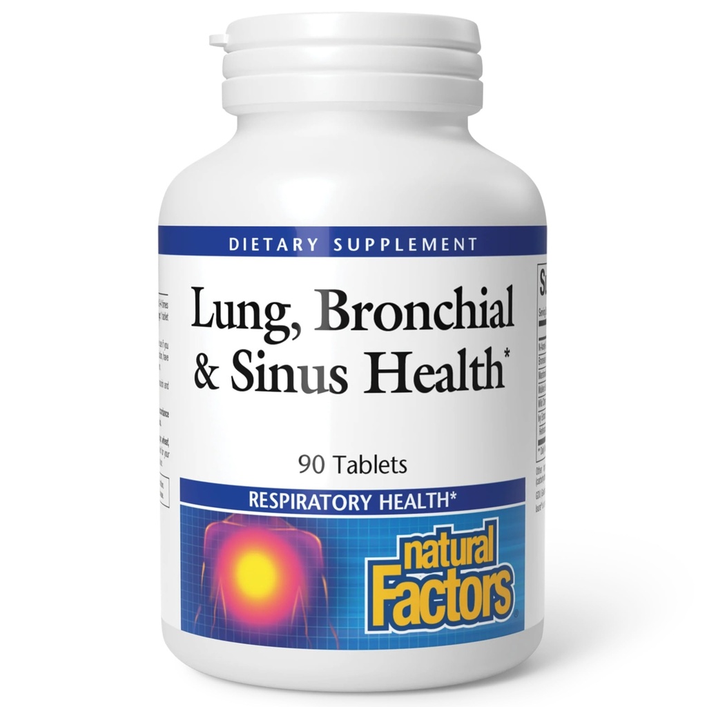 Faktor Natural Lung, Bronchial & Sinus Health - Respiratory Health Supplement - Support Lung & Sinus Healthy Lung Tosis & Mucus Konsistensi - 90 Tablet (90 Hamba)