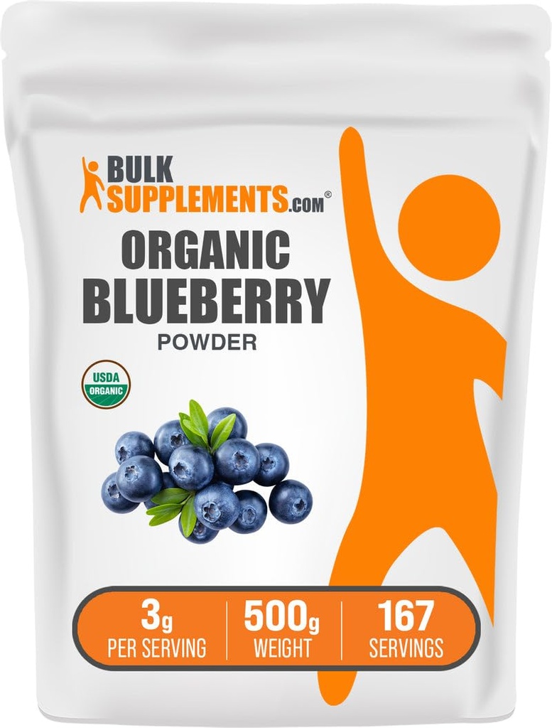 Dukungan Antioksidan, Tambahan Bluberry - Vegan & Gluten Bebas, 3g per Serving, 500g (1,1 lbs) (Paket 1)