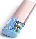 Vaydeer 7 Day Weekly Pill Organizer 2 Kali sehari, Metal Am Pm Travel Case, Large Capacity Dua kali Kotak Pil Cute untuk Tambahan, Pil, Vitamin dan Obat (Rose Gold)