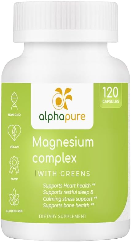 Kompleks Magnesium dengan Hijau, Magnesium Glycinate, Magnesium Gluconate, dan Magnesium Malate Provide 250 mg Magnesium Per Serving, Test Partai Ketiga. Plus Lima Hijau Kaya di Magnesium