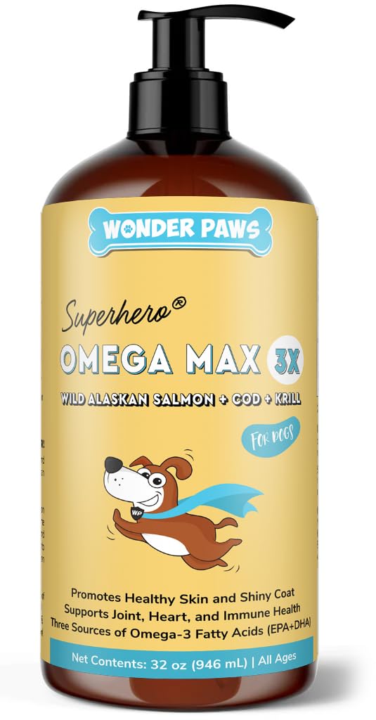 Wonder Paws Fish Oil for Dogs - Omega 3 for Dogs from Alaska Salmon, Cod & Krill Oil