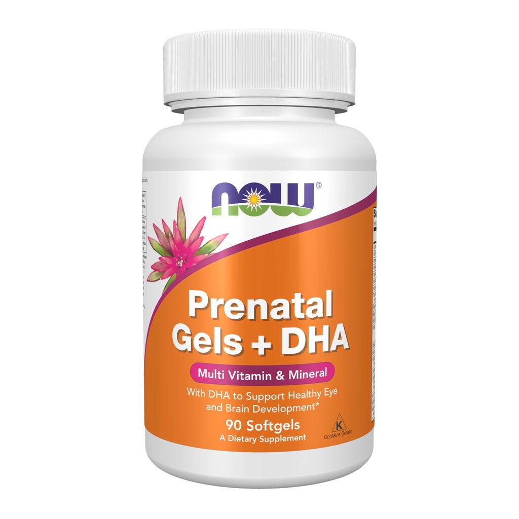 Suplemen SEKARANG, Gels Prenatal + DHA dengan 250 mg DHA per layanan, ditambah Borage Oil (GLA), 90 Softgel