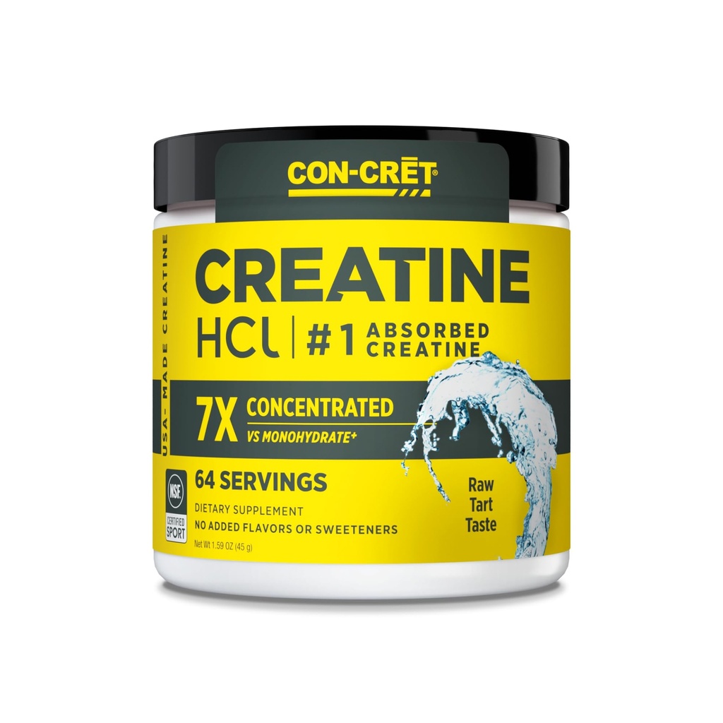 CON-CRET Creatine HCI Powder 124; Muscle, Cognitive, Cellular Energy Support (64 Serving)