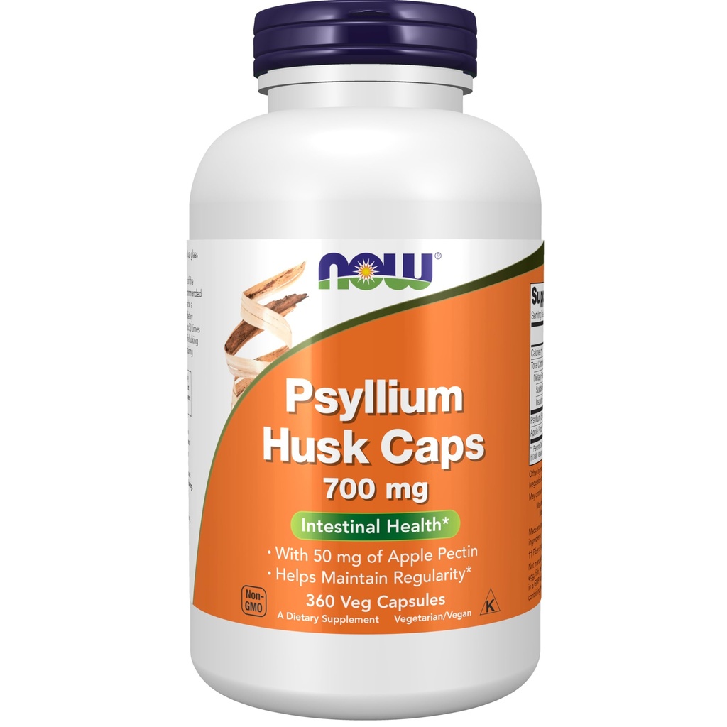 Sekarang Makanan Suplemen, Psyllium Husk Caps 700 mg dengan 50 mg dari Apple Pectin, Intestinal Health *, 360 Veg Capsules