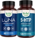 Suplemen Luna Melonain- Free Sleep (60 Vegan Capsules) & 5- HTP 100mg (120 Vegan Capsules) untuk Imprected Sleep, Relaxation & Mood