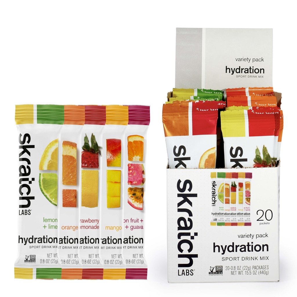 Paket Hidrasi Lab Skratch - Hidration Drink Mix, Variety Pack (20 Paket Serving Tunggal) - Electrolite Powder Dikembangkan untuk Atlet dan Performance Olahraga, Gluten Free, Vegan, Kosher