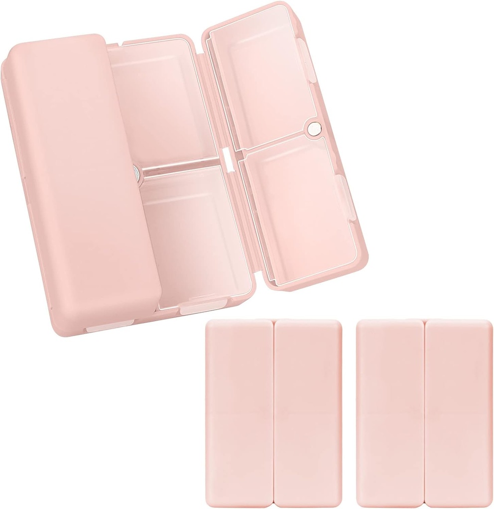 FYY Daily Pill Organizer, 2 Pcs 7 Comment Portable Pill Case Travel Organizer, [Folding Design] Pill Box for Purse Pocket to Hold Vitamin, Cod Liver Oil, Suplemen dan Medication- Pink