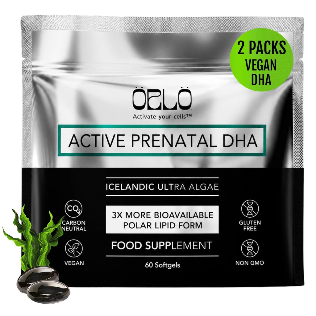Orlo PRIENATAL DHA - Prenatal DHA Omega 3 Suplemen - Triple Strength Omega3s - Vegan DHA & EPA Algae Omega- 3 Omega- Mendukung Pengembangan Otak Selama Pregnancy & Lactation (120 Mini Softgels)