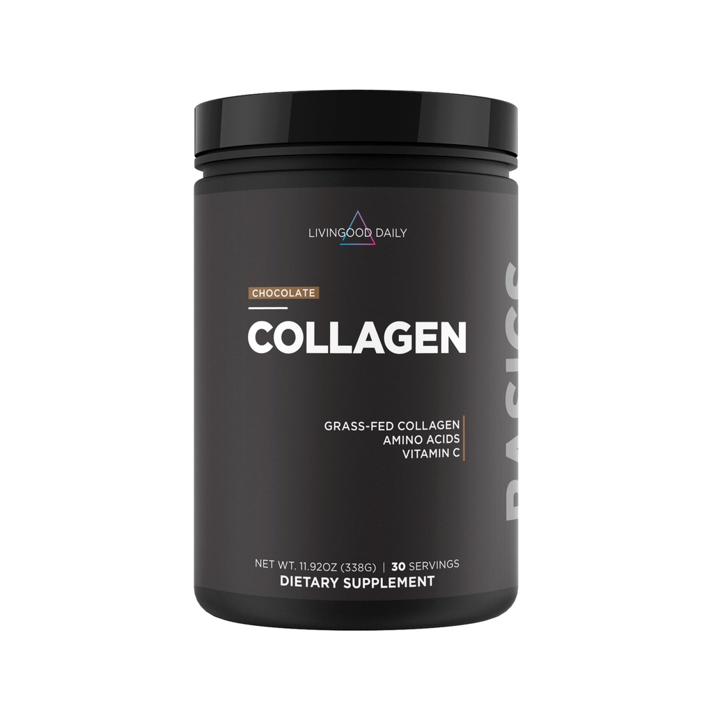 Livingood Daily Chocolate Collagen Powder for Women & Men, Collagen Collagen Peptides Powder dengan Vitamin C, Protein dengan 20 Amino Accids, Tipe I & III, Grass Fed, Keto, Paleo, Gluten Free, 30 Srvgs