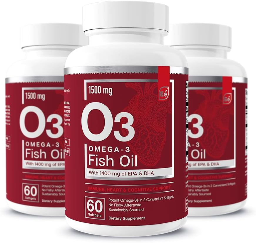 Elemen Escalypse Omega-3 Tambahan Minyak Ikan dengan EPA & DHA 124; Acids Gendut untuk Imune, Hati & Kognitive Dukungan 12.4; 60 Softgel (3- Pack)