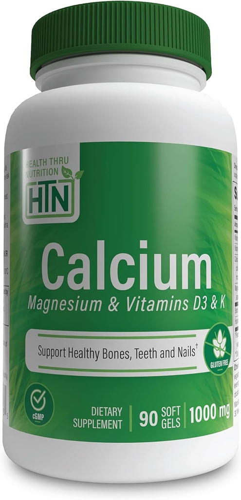 Health Thru Nutrection Calcium 1000mg and Magnesium 400mg with Vitamin D3 & K (90 Softgels)