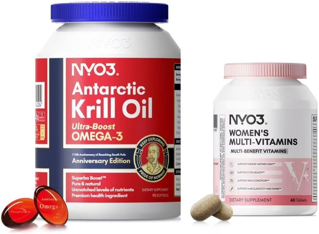NYO3 Krill Oil Omega 3 dan Multivitamin for Women, 2 Pack