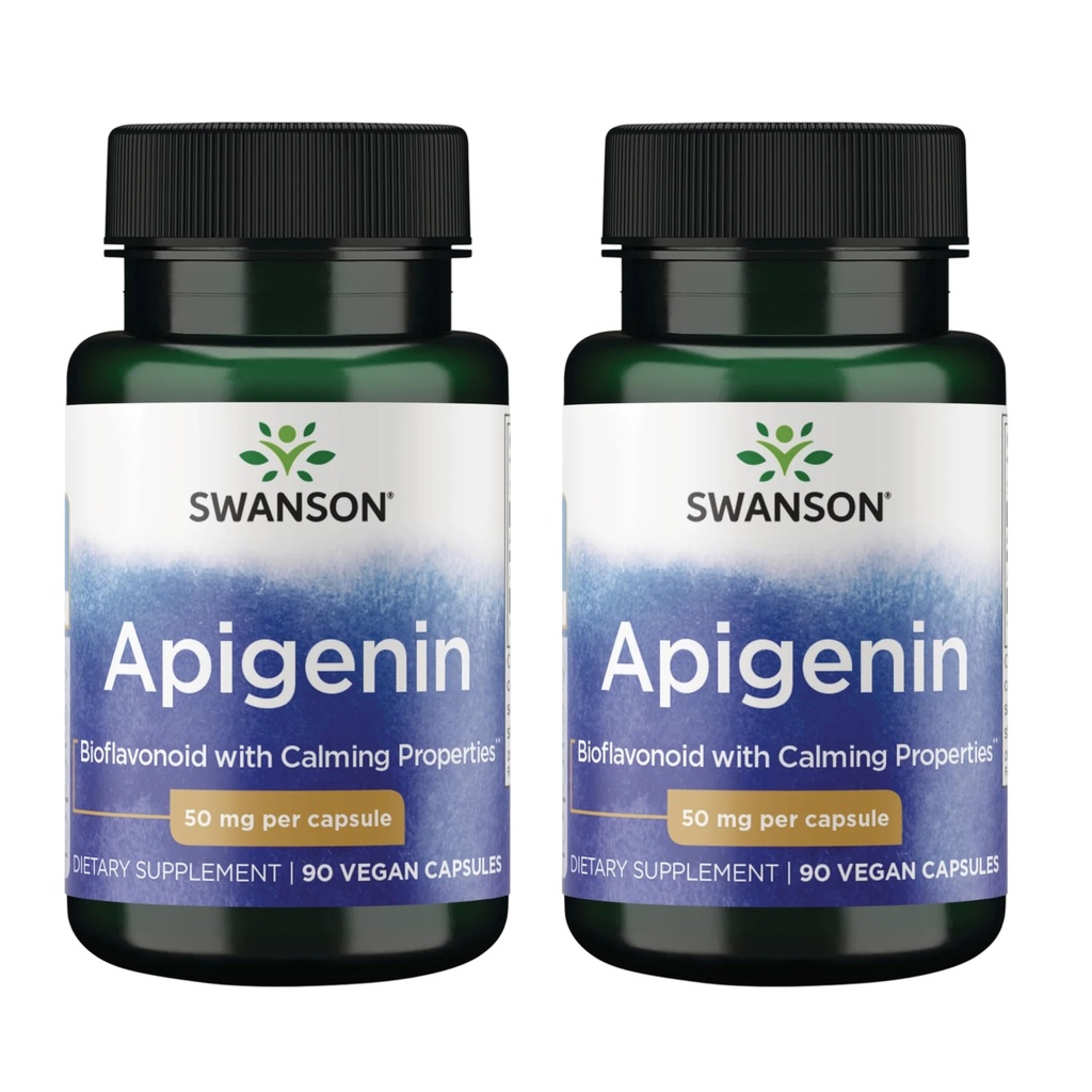 Swanson Apigenin-Bioflavonoid Suplemen Prostat Natural Metabolism & Nerve Health Support Sleep & Relaxation 90 Caps, 50mg Each 2 Pack