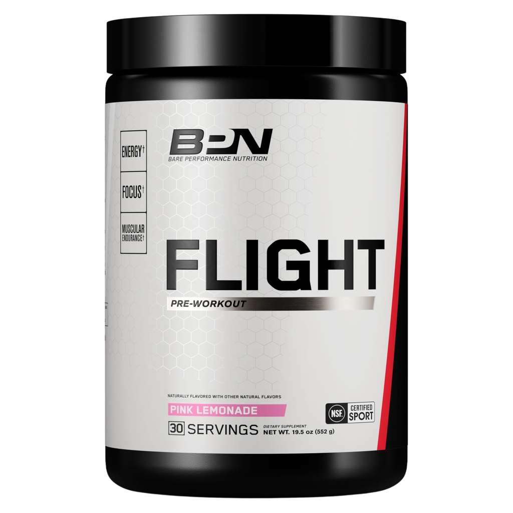 BAE PERFORMANCE NUTRITITION BPN Flight Pre Workout, Supports Energy and Mental Focus, Improved Endurance & Muscle Pumps with CarnoSyn Beta Alanine, Pink Leamoning, 30 Servings
