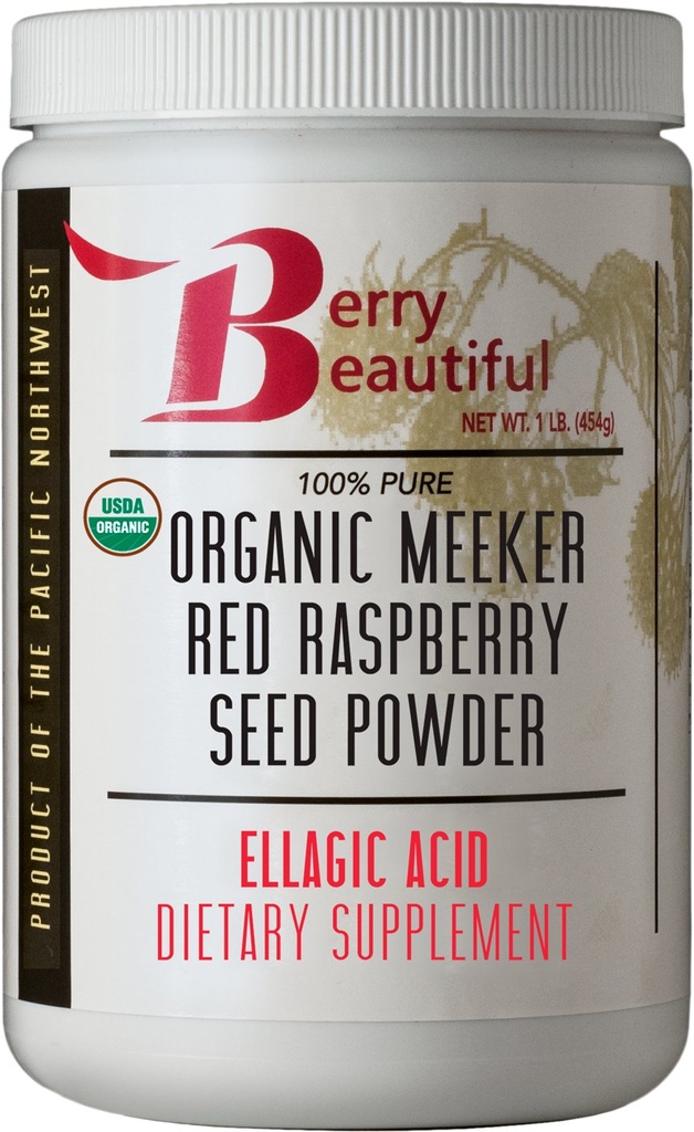 Berry Beautiful Organic Meeker Red Raspberry Powder Benih (Ellagic Acid, Fiber) - 1 lb (454g) - Cold- Tertekan dari US- Grown Raspberry