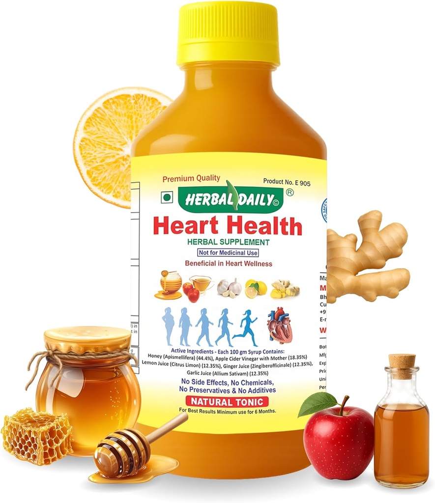 Suplemen Dietari Jantung dan Sumur Air tawar - Apple Cider Vinegar (ACV), Juice Bawang Putih, Ginger, Lemon, dan Madu - 1 Botol