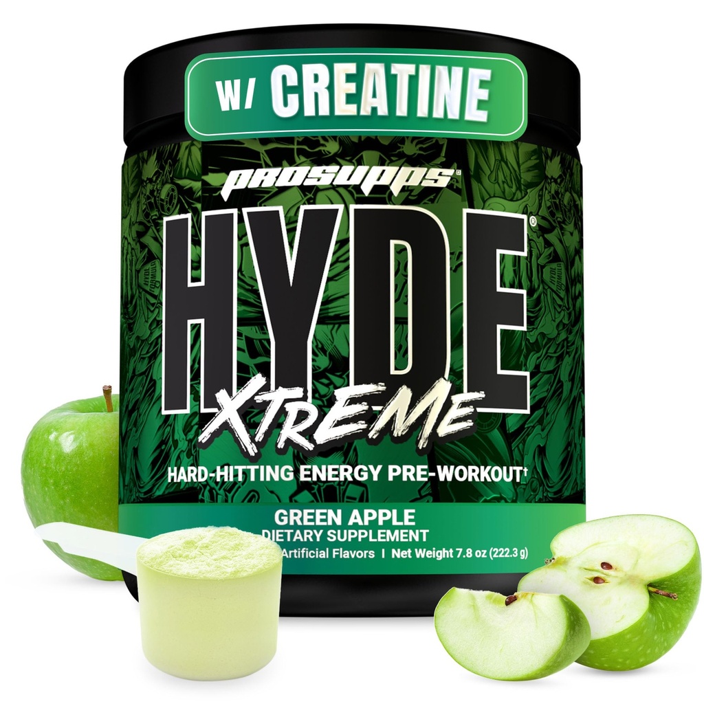 PROSUPPS Mr. Hyde Xtreme Pre Workout Powder with Creatine, Beta Alanine & Caffeine - Extreme Energy, Pumps, Focus & Performance & Gym Suplemen for Men & Women (Green Apple, 30 Servings)