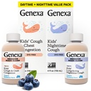Genexa Kids 'Clean Day & Night Cough Medicine, Dye Free, 0% Artificial Addicitives, Children' s Cough, Chest Contrable, Runny Nose & Sneezing Relief, Ages 6 +, Organik Blueberry Flavor, 8 fl oz (2 Pack)