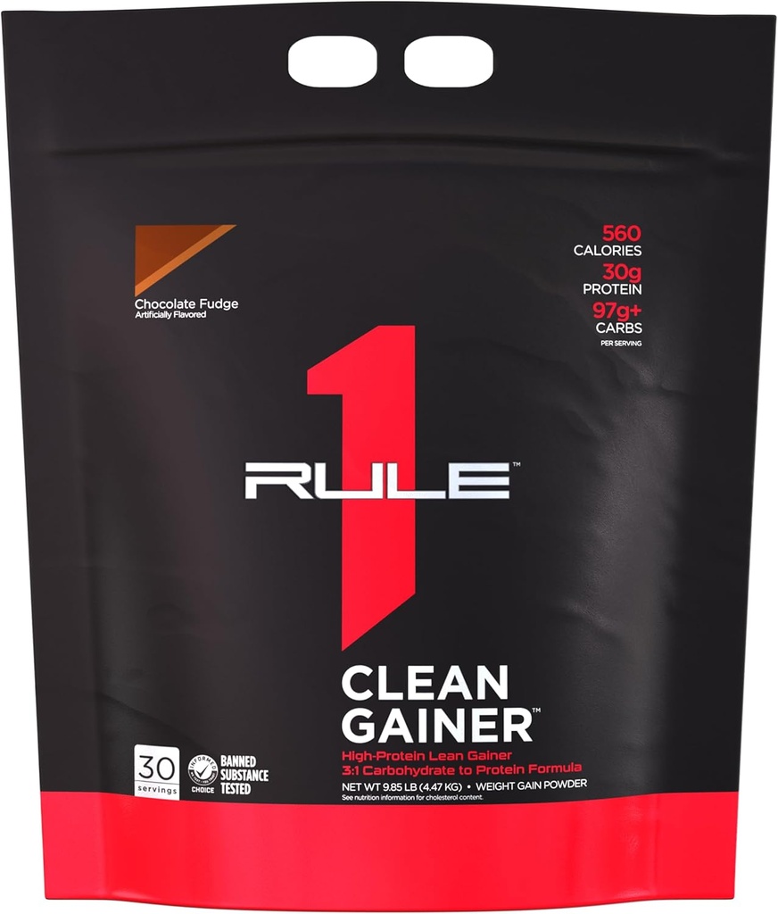 Aturan 1 Bersihkan Gainer - Tinggi Protein Gain Formula dengan 560 Kalories, 30g Full-Spectrum Protein, Lebih dari 90g Carbs, Under 6g of Fat (30 Hamba, Chocolate Fudge)