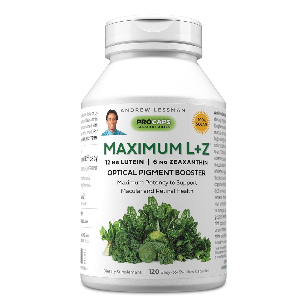 ANDREW LESSMAN Maksimum L + Z 120 Softgels - 12mg Lutein, 6mg Dalxanthin, Nutheents Key untuk Mendukung Kesehatan Mata dan Otak, dan Kemungkinan Healthy Vision. Tidak ada Addonist. Mudah untuk Swallow Softgels