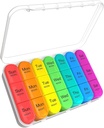 Asprink 3 kali sehari Pill Organizer, 7 Hari Medicine Organizer, Kasus Pil Besar, Putih, 21 Kompartemen