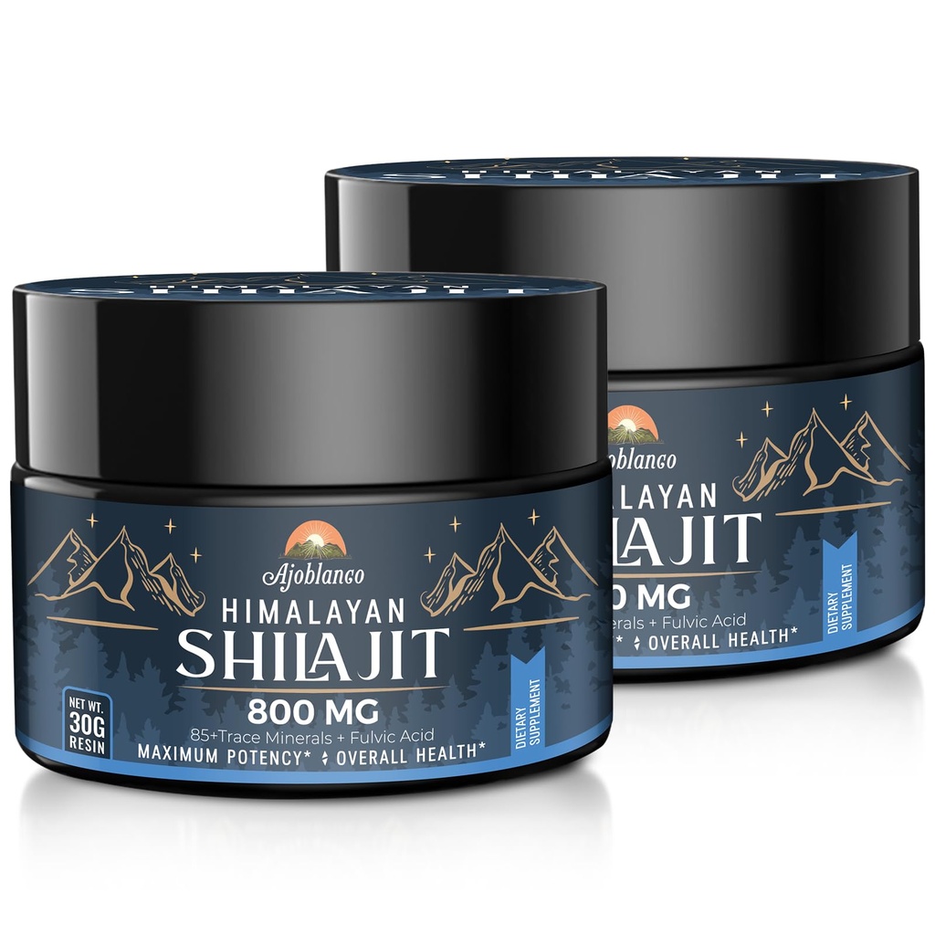Ajoblanco 800 Mg Himalaya Shilajit Resin, Shilajit Pure Himalaya, Suplemen Shilajit dengan Kemurnian, Tinggi Dosage & Potensi Energi, Kekuatan & Kebal, Pria & Perempuan, 30 Grams, Kembang 2