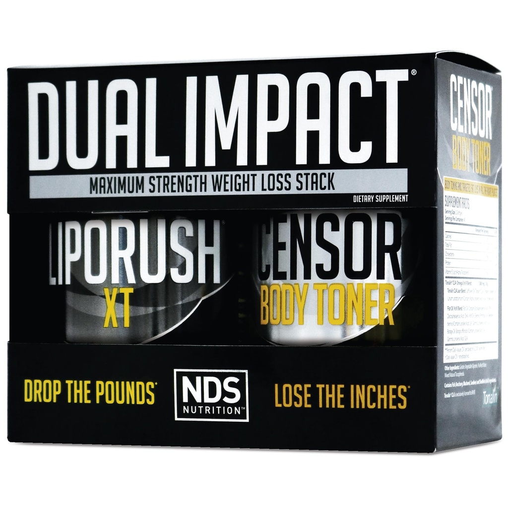 NDS Nutrition Maximum Power Dual Impact Stack - Powerful 2-in- 1 Weight Loss Kit High Energy Fat- Burning Next Thermogenic dengan Premium CLA Censor Body Toner (60 Caps & 90 Softgels)