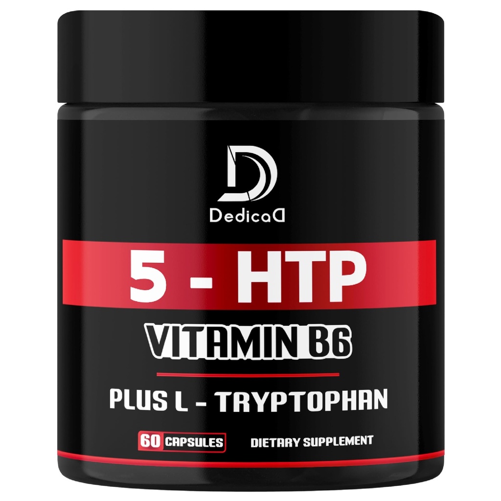 5HTP Tambahan 1010mg - 60 Kapsul - 3in1 Digabungkan dengan Vitamin B6, L-Tryptophan - Comfortable Mood, Brain Health, Body Management & Imune System Support