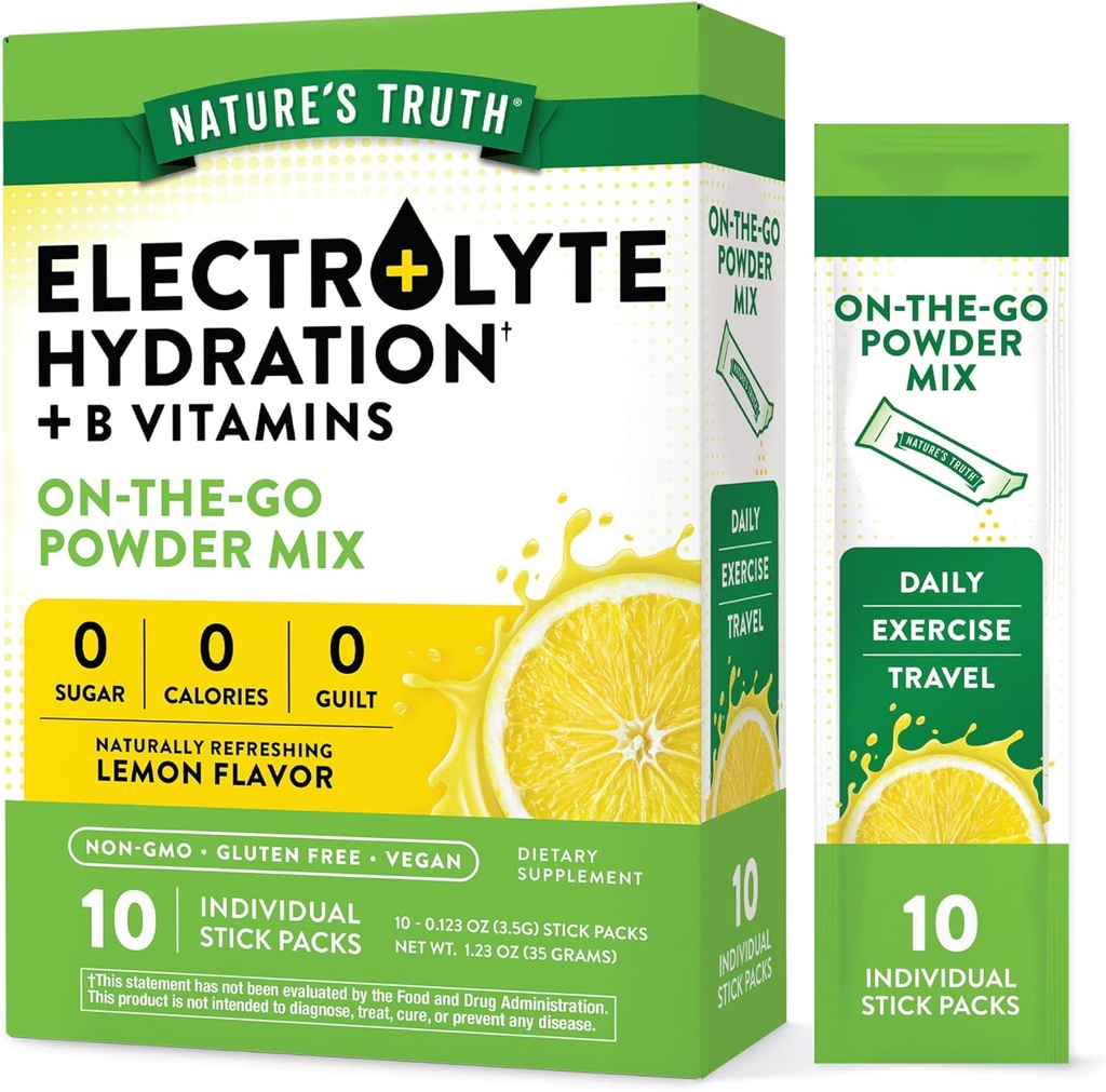 Nature 's Truth Electrolyte Powder Packet 126; 10 Pack 124; Sugar Free Aff14; Vegan, Non-GMO & Gluten Free Drink Supplemen Mix
