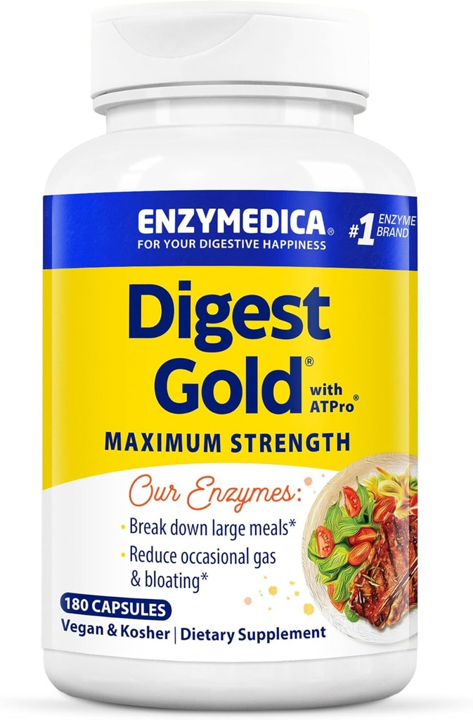 Enzymedica Digest Gold + ATPro, Maximum Digetsy Sules, 180 Capsules