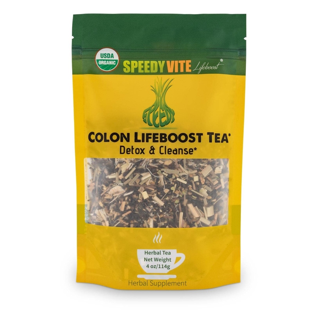 SpeedyVite Colon LifeBoost Tea Detox and Cleanse - Organic Pu 'er Tea with Ginger, Lemongrass - for Increated Colon Health and Fungsi