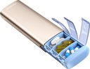 Vaydeer Metal Travel Pill Organizer, 7 Day Weekly Pill Box, Large Capacity Daily Cute Case for Suplemen, Pil, Vitamin dan Obat (Small, Champagne)