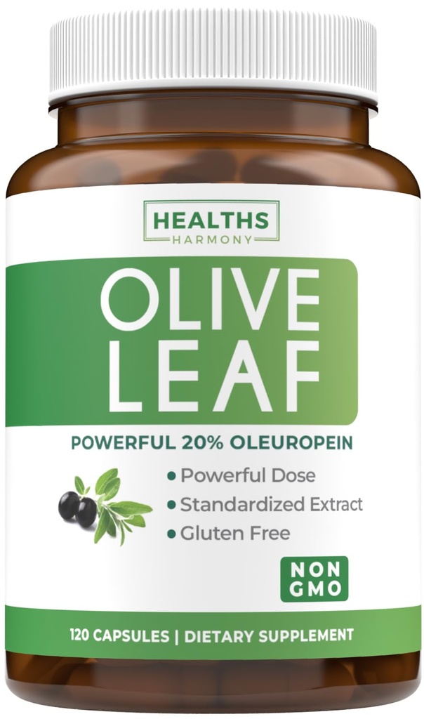 Super Power Olive Leaf Extract Capsules - Vegan Non- GMO 750mg Olive Extract with 20% Oleuropein Antioksidant Supplemen Imunity Skin and Heart Health - Made in The USA (4 Month Suppply)
