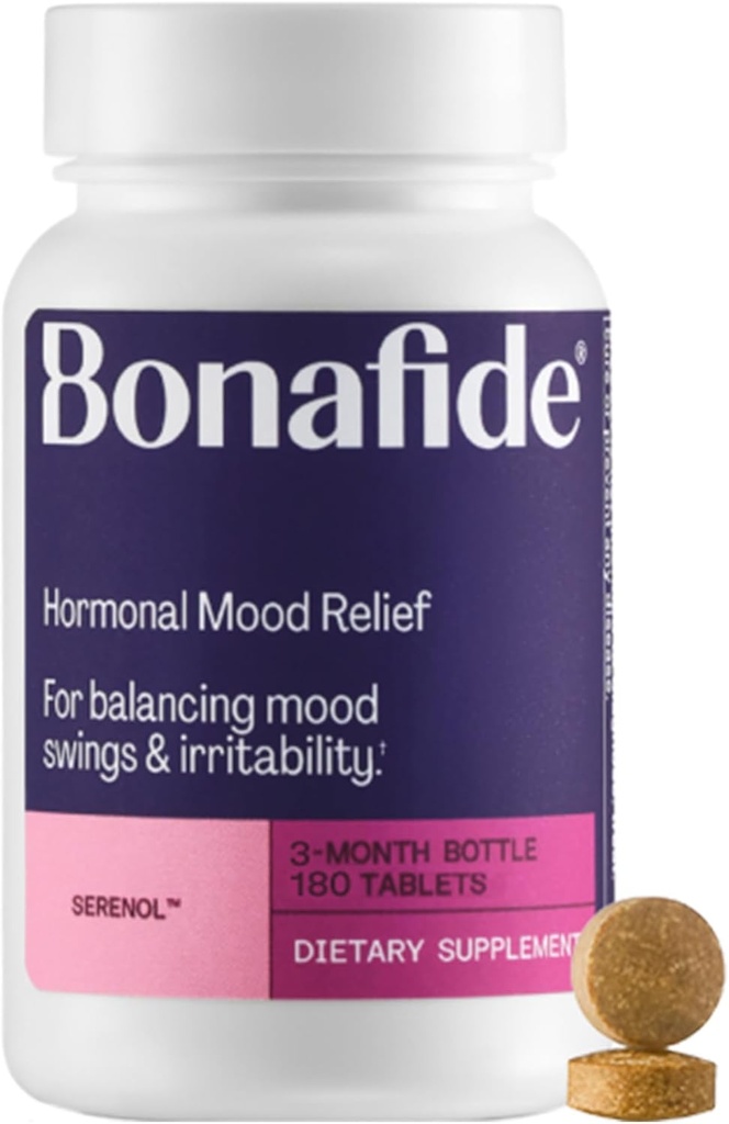 Serenol oleh Bonafide. Bantuan dari Hormonal Mood Swings, Irritbility, & PMS Bloating. - 3-Month Supply (180 Tablet)