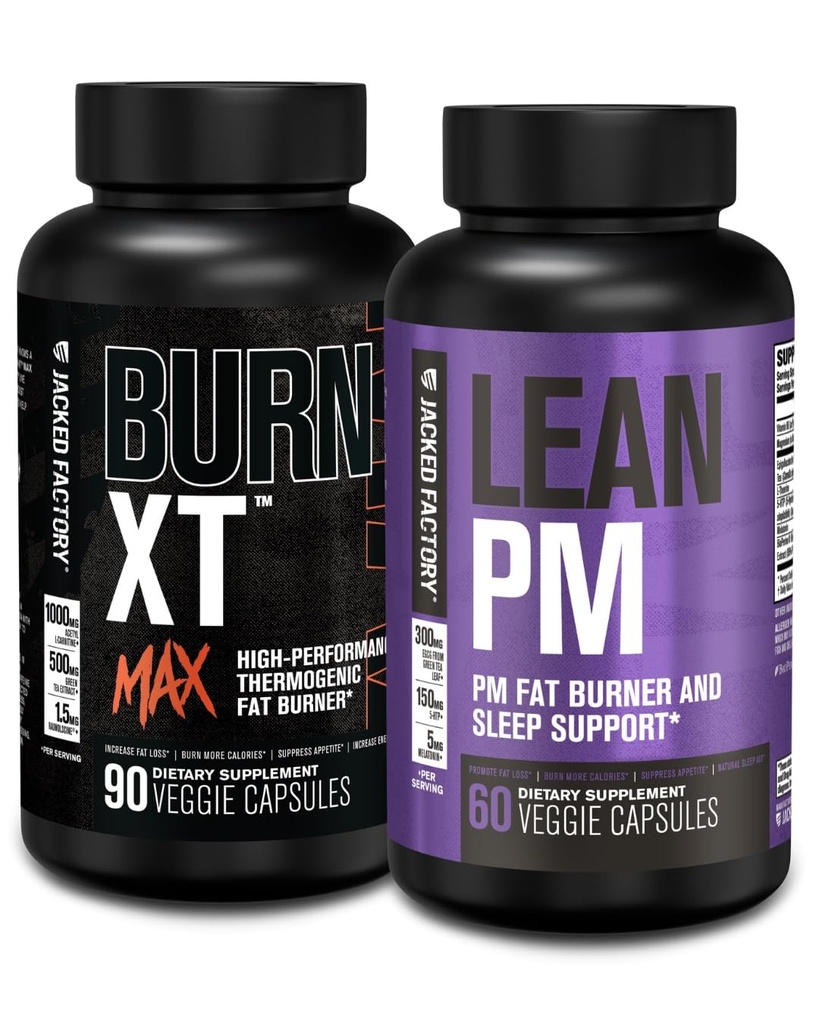 Jacked Factory 24 / 7 Fat Burner Stack - Burn XT MAX High Performance Fat Burner (90 Capsules)